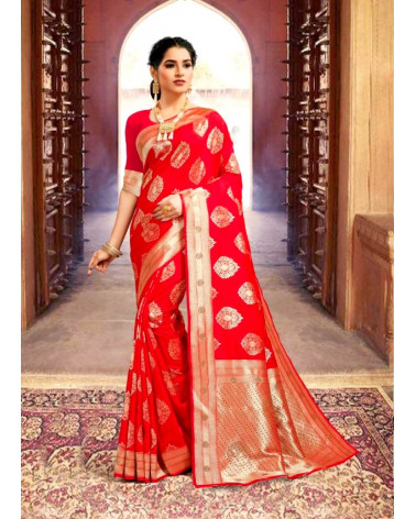 Saree rouge silk Kaveri